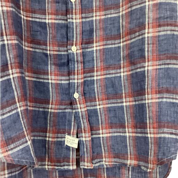 Frank & Eileen Mary Linen Button Front Shirtdress Blue Red Plaid Size Medium - Picture 5 of 10
